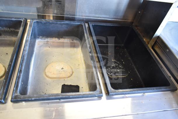 ServeWell Vollrath 38104 4 Well Steam Table, commercial casters, 120V, 1-phase, visible wear, "Always Use Wet" markings.