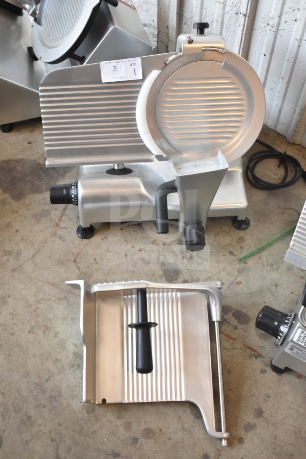 Brand new Globe G12 commercial manual meat and cheese slicer, 12" blade, blade sharpener, 115V, 1 Phase, minor scratches.