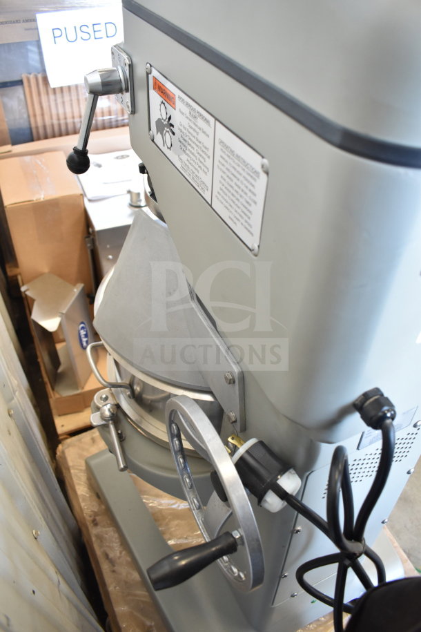 Brand new Globe SP40 mixer, scratch and dent, 40 Qt. capacity, manual bowl lift, 208V, includes attachments.
