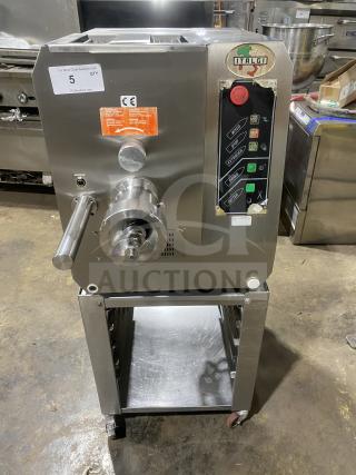 Italgi P80A commercial pasta extruder, stainless steel, electric, 220V 1-Phase, with casters, model SN: 115, used condition.