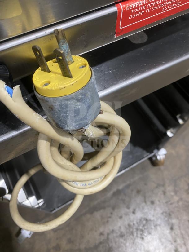 Italgi P80A pasta extruder plug and coiled power cord, stainless steel frame, 220V 1Phase, caster wheels, SN: 115.