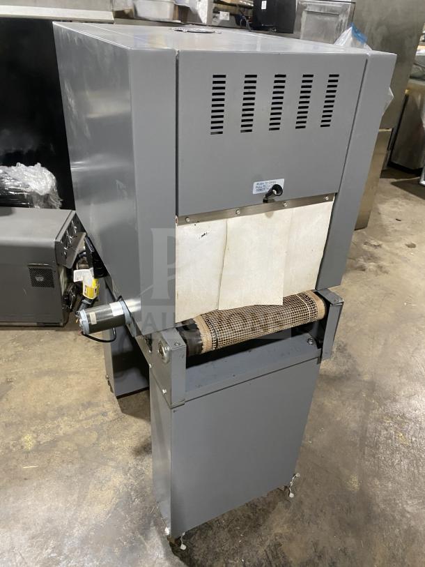 Beseler shrink wrap system and heat tunnel combo, models HS-1520D and TD-16-10, on casters, industrial condition.