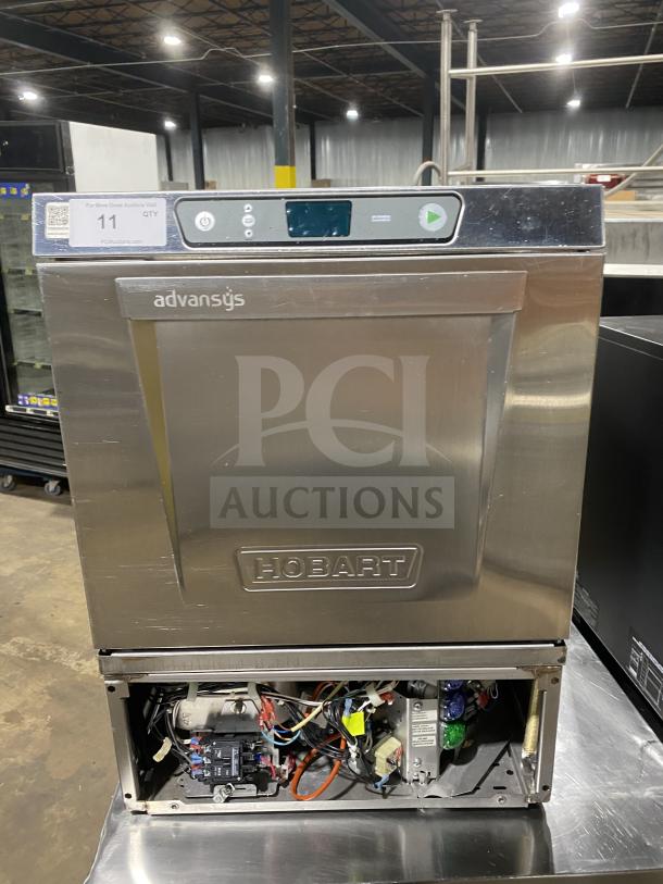 Hobart Advansys LXER stainless steel undercounter dishwasher. Electric, high-temp, Energy Star certified, model serial 231241327.