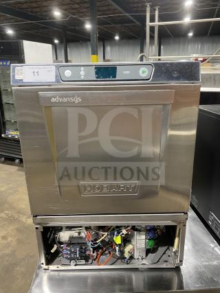 Hobart Advansys LXER stainless steel undercounter dishwasher. Electric, high-temp, Energy Star certified, model serial 231241327.