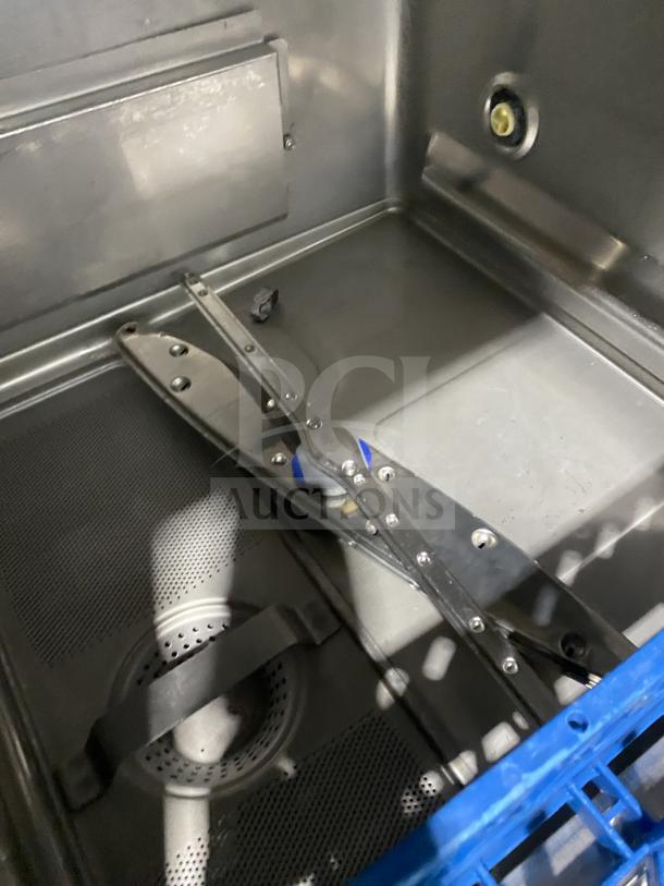 Hobart Advansys LXER undercounter dishwasher interior, stainless steel, high-temperature, Energy Star certified.