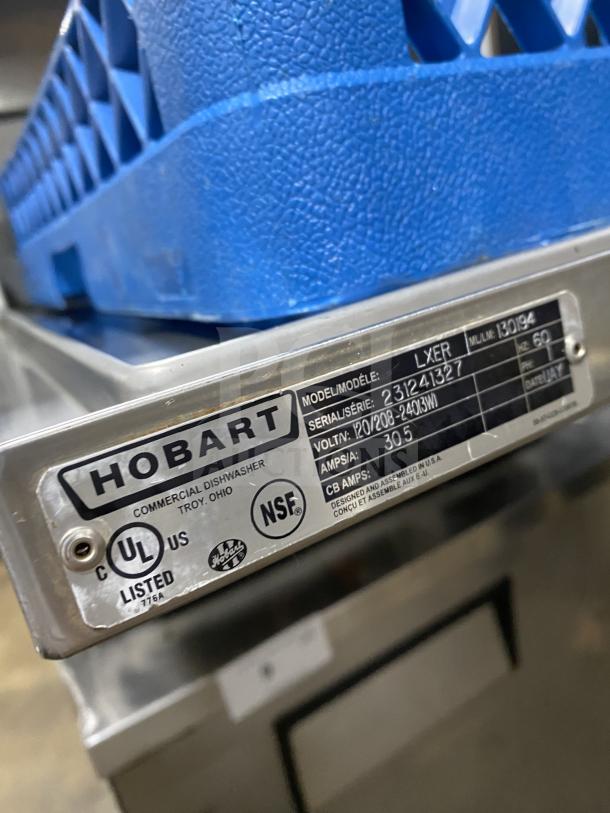 Hobart Advansys Series stainless steel undercounter dishwasher, model LXER, Energy Star certified, serial 231241327.