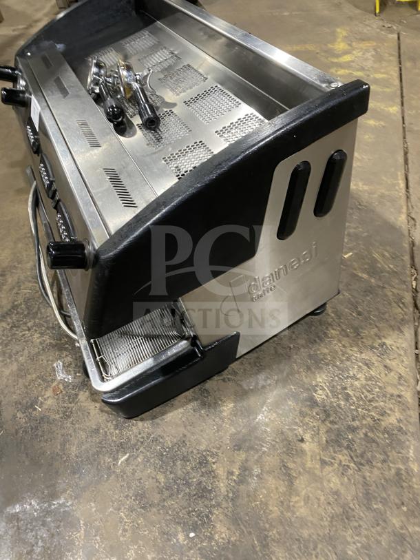 Danesi CONTROL 3GR commercial espresso machine, stainless steel, with porta filter handles, model CONTROL 3GR, SN: 035530, 230V.