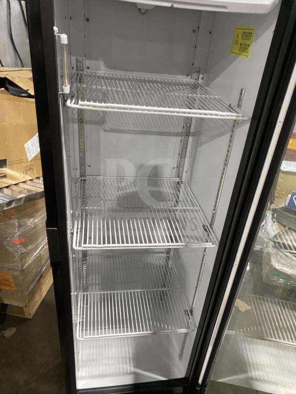 Imbrera Congo VR08R6 single glass door merchandiser fridge, black, poly-coated shelves, Energy Star, 115V, near mint.