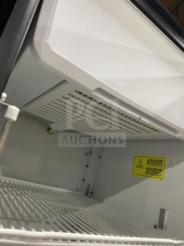 Imbrera Congo VR08R6 black single glass door refrigerator, poly coated rack, Energy Star certified, 115V, SN: C90230301982.