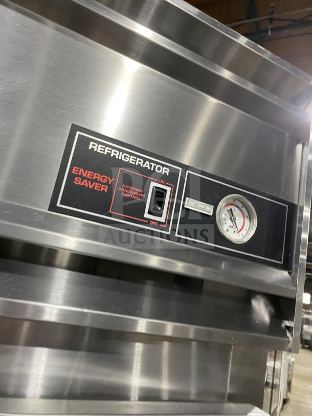 Victory commercial stainless steel single door roll-in refrigerator, 115V, energy saver feature, excellent condition.