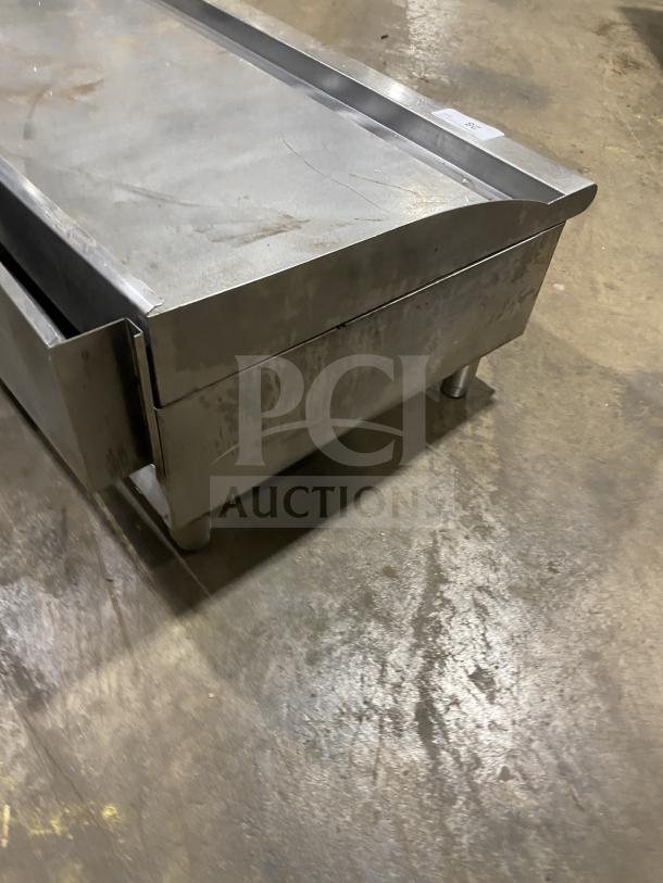 Cecilware Pro Series commercial stainless steel countertop flat griddle with back and side splash, on legs. Good condition.