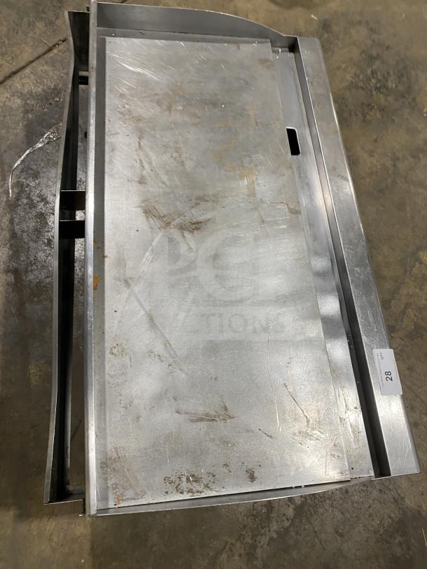 Cecilware Pro Series stainless steel natural gas countertop flat griddle with back and side splash, showing some wear.