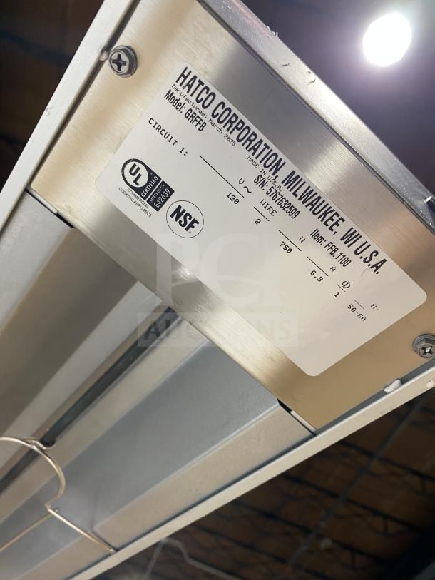 Hatco Glo-Ray Series GRFFB countertop food warmer with overhead heating strip, model label visible, new condition.