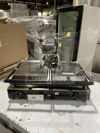 Ceciware TSG-2G double panini press, electric, commercial-grade, sleek design, visible controls, lightly used condition.