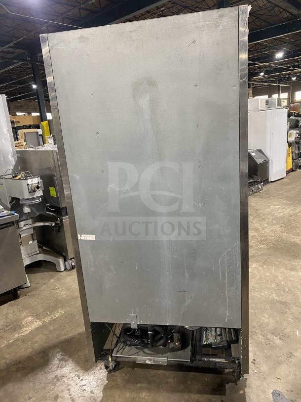 Turbo Air 2-door commercial stainless steel refrigerator, model TSR-35SD, showing back view. Good condition, 115V.