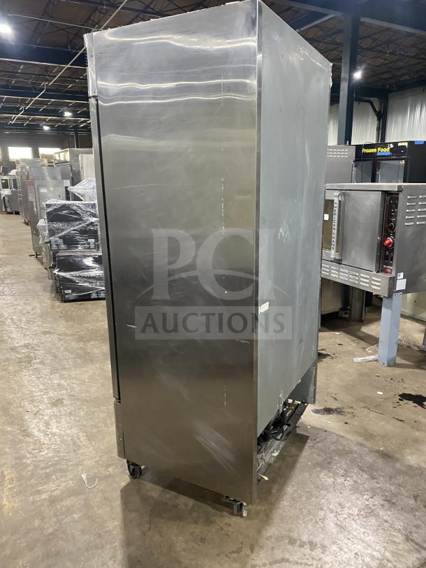 Turbo Air stainless steel 2-door refrigerator, model TSR-35SD, in used condition. Commercial-grade, 115V power.