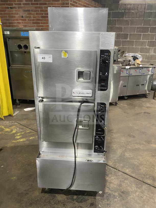 Cleveland 24CEM24 dual compartment electric convection steamer, stainless steel, 202/220V, 3 phase, commercial use.