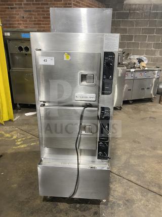 Cleveland 24CEM24 dual compartment electric convection steamer, stainless steel, 202/220V, 3 phase, commercial use.