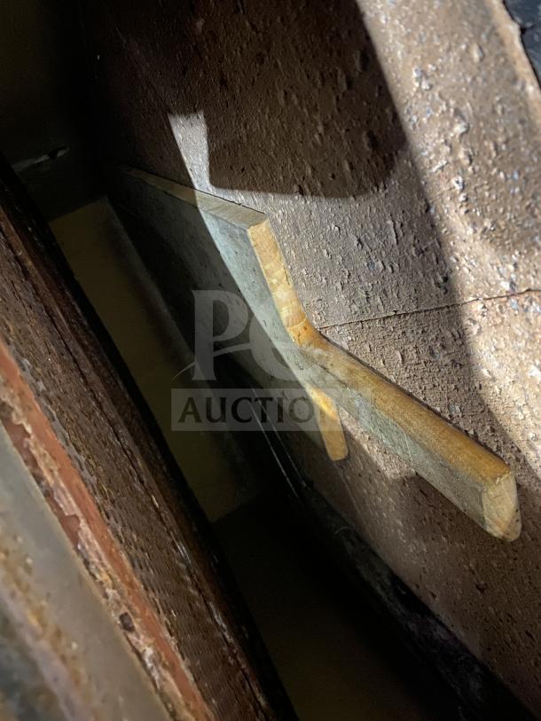 Izzo Forni red electric dome-style pizza oven with wooden pizza paddle, commercial-grade, excellent condition.