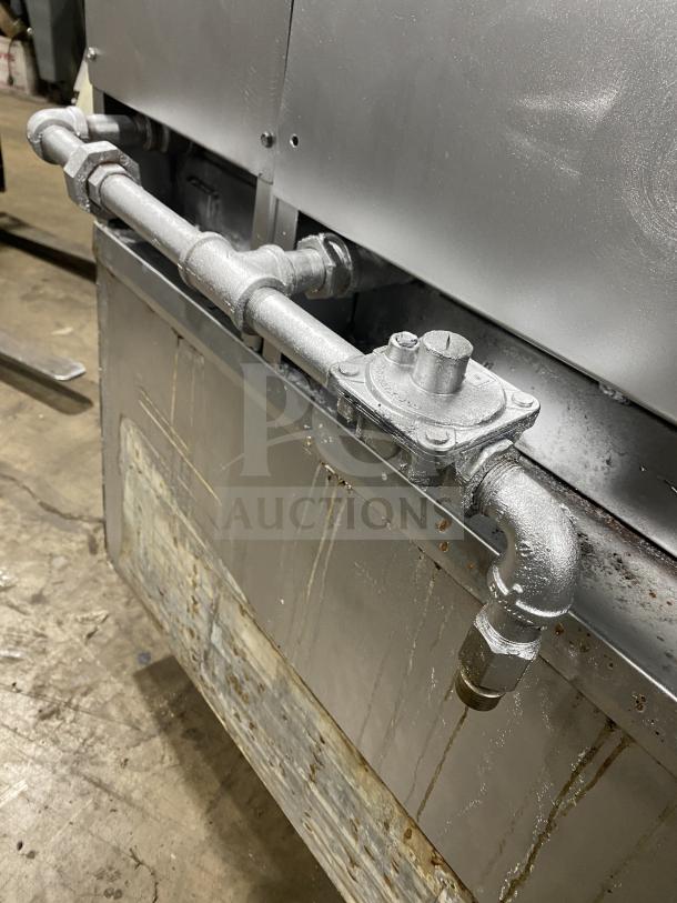 Jade Range stainless steel 8-burner commercial range, model TRLH-02S-T-48, with gas connection detail shown.