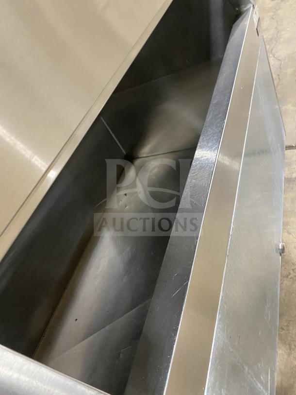 Kold Draft C81064LC stainless steel ice making machine on commercial ice bin, features sturdy legs, 208/230V, excellent condition.