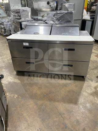 Delfield Manitowoc stainless steel 4-drawer sandwich prep table, model UCD4464N-12-DD5, 115V 1 Phase, good condition.