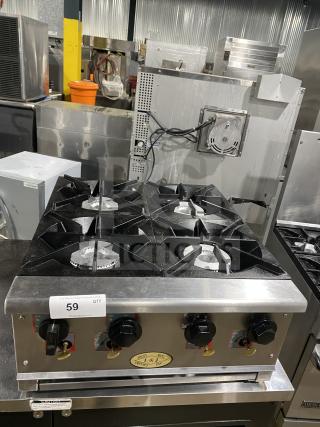 L&J Bunn Stainless Steel 4-Burner Countertop Hot Plate, Model SH SERVER, commercial-grade, good condition, labeled SN: TS00682244.