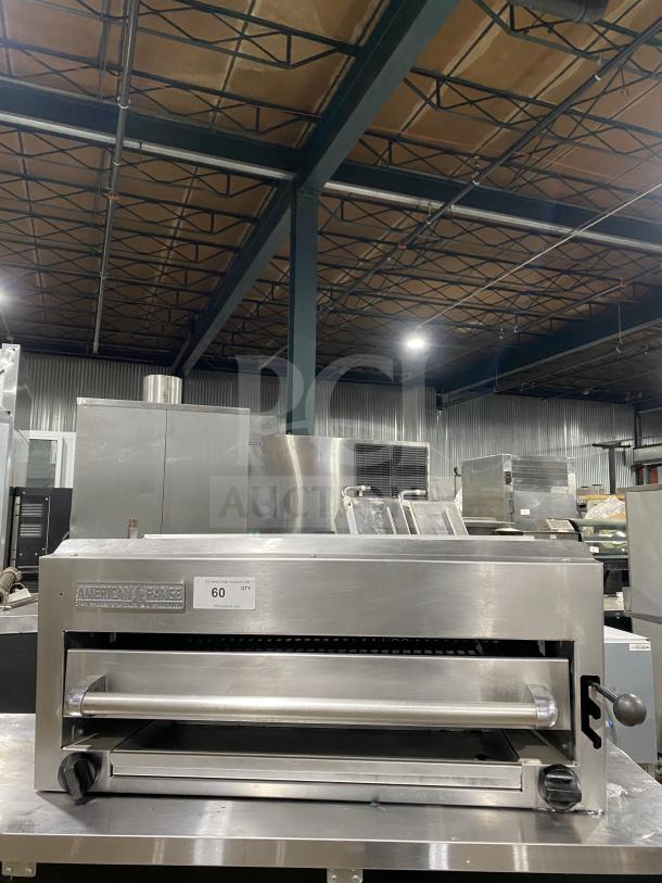 American Range commercial stainless steel salamander broiler, excellent condition with visible brand label.