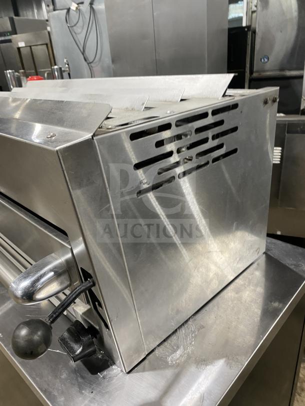 American Range stainless steel commercial salamander broiler in excellent condition, featuring adjustable heating levels.