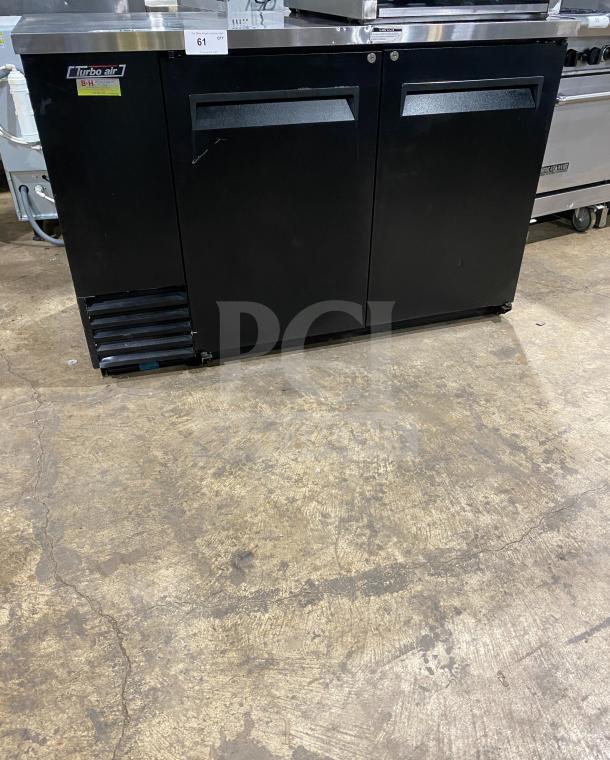 Turbo Air TBB-2SB black 2-door bar back cooler; stainless steel top, poly coated rack, model TBB-2SB, SN: TBB-2SBBB20503014.
