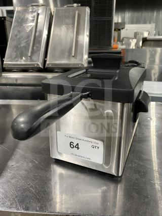 Hamilton Beach DF08 commercial deep fryer, Model 35200, stainless steel, with fry basket, 120V, good condition.