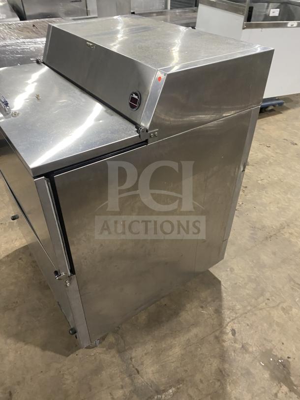 True TMCX-34-S mobile milk cooler, stainless steel, single-sided, electric, model 115V 1 Phase, good condition.