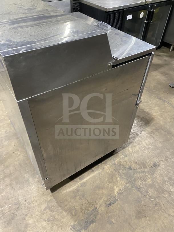 True TMCX34S stainless steel mobile milk cooler, single-sided, electric, 115V, good condition, SN: 1-4828375.