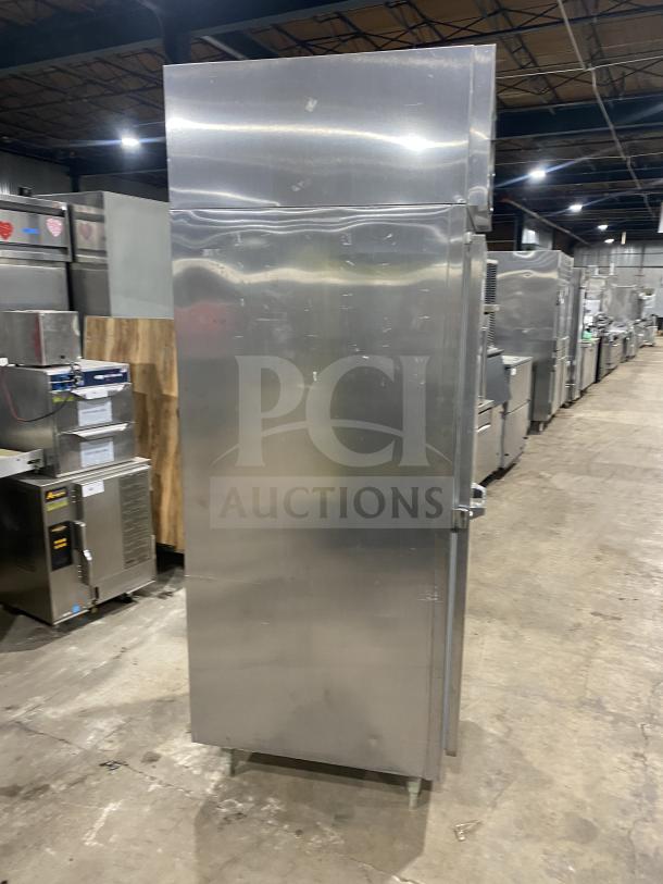 Victory RSA1D87 stainless steel single-door reach-in refrigerator on legs, energy saver model, commercial use, good condition.