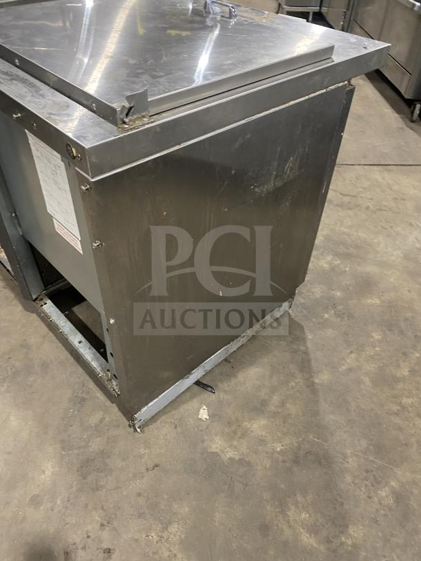 Continental Commercial stainless steel 2-door refrigerated prep table, Model SW601N24M, with wired rack and casters, 115V.