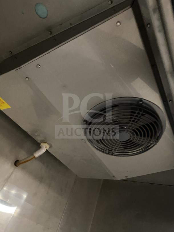 Asber 2019 commercial stainless steel 2-door reach-in freezer, model ARF49HFHC, on casters. Interior fan detail shown.