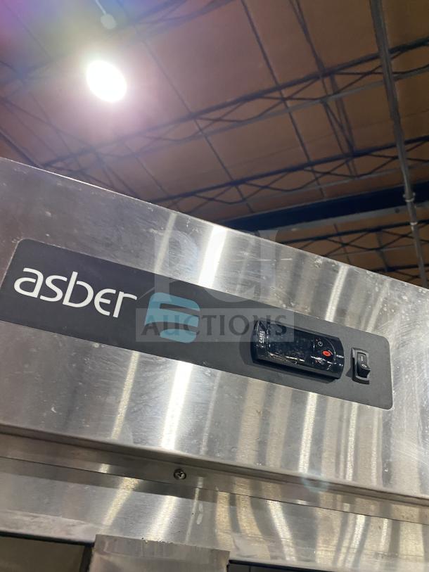 Asber ARF49HFHC 2019 stainless steel 2-door reach-in freezer, commercial-grade, SN: 8101911466, on casters, 115V.