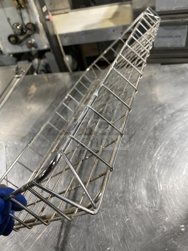 Commercial stainless steel bagel wrap, wireframe design, used condition, ideal for food service, durable and versatile.