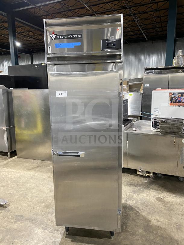 Victory RSA-1D-S7 commercial stainless steel single door refrigerator, model RSA-1D-S7, 115V, 1 phase, excellent condition.