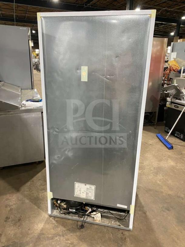 Frigidaire commercial single door reach-in freezer, model FFUH21F2NWA. Energy Star certified, poly-coated wired rack.
