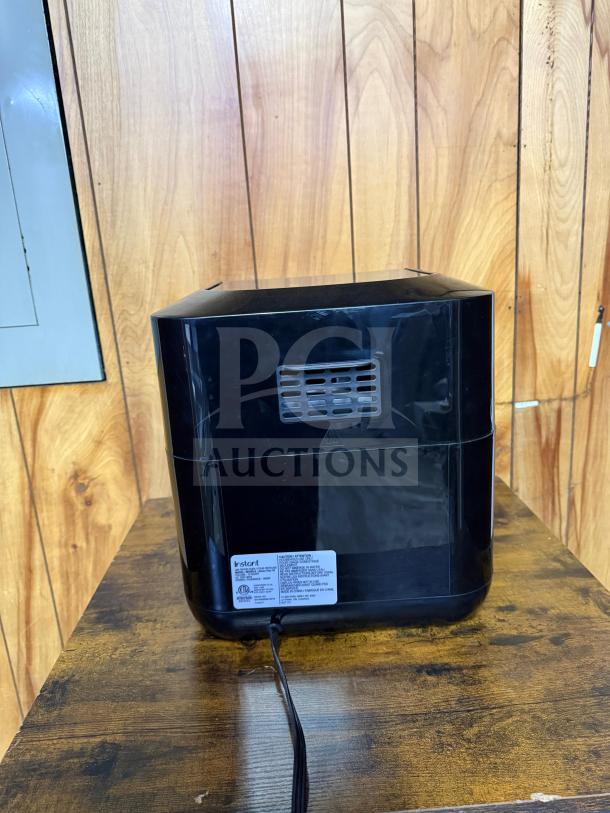 Instant Pot Vortex Plus 10 Quart Air Fryer Oven, rear view, model label visible, black, used condition.