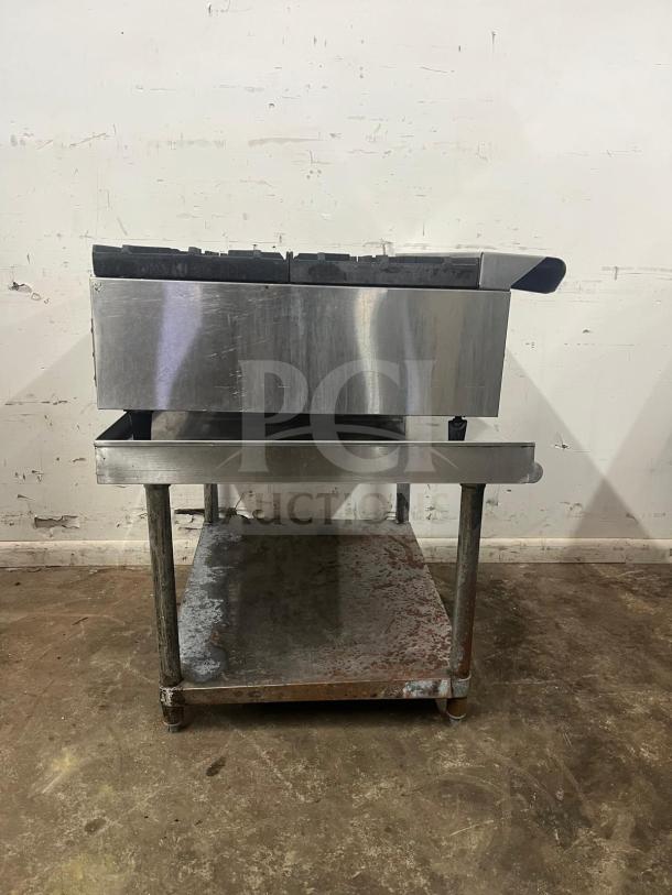 AMERICAN RANGE ARHP-36-6 heavy duty thermostatic griddle with 6 burners, 3/4" thick hot plate, measures 36" wide, stainless steel, used condition.