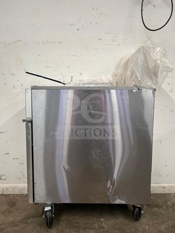 BRAND NEW Atosa ATFS-50 CookRite 50 lb gas fryer with 4 burners, in original packaging, stainless steel finish.