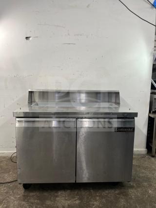 Continental SW48-12 refrigerated sandwich prep unit, 48", 13.4 cu ft, stainless steel, dual doors, used condition.