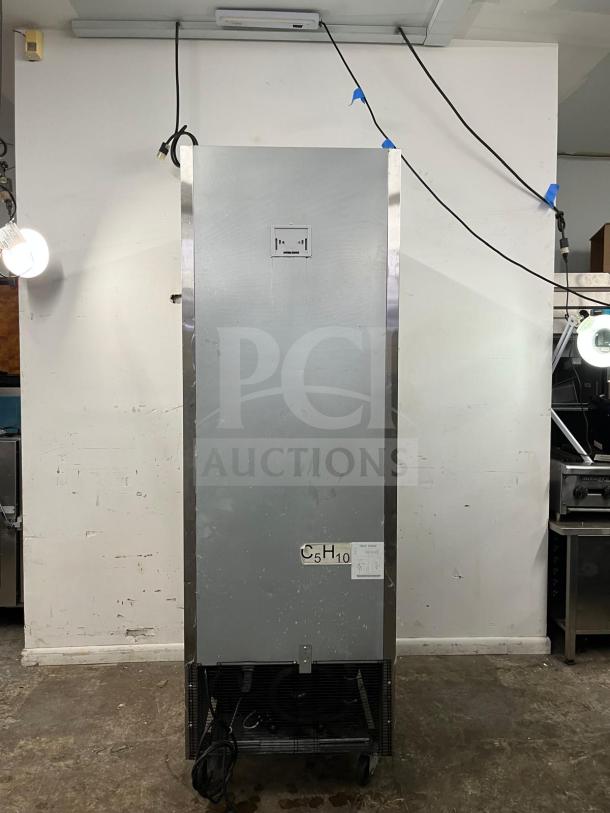 ATOSA MBF8505GR 27-inch stainless steel reach-in refrigerator, 19.1 cu ft, ENERGY STAR certified, visible rear view with power cords.