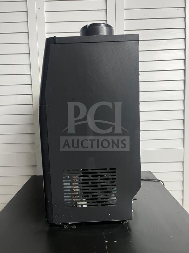 ROVSUN 13" Air Cooled Ice Machine, model BT90, black. Side view shows compact design with ventilation grille.