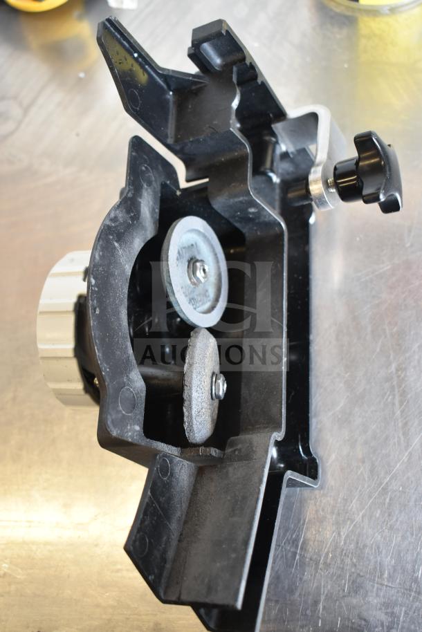 2023 Bizerba GSP H Commercial Meat Slicer with blade sharpener, 120V, 1-phase, black housing, excellent condition.