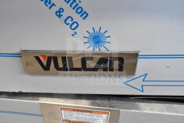 Brand new Vulcan 72SS-6B36GTN natural gas range with 6 burners, 36" griddle, 2 ovens, 310,000 BTU. Scratch and dent.