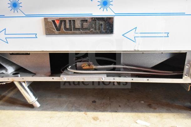 Brand new Vulcan 72SS-6B36GTN natural gas range, 6 burners, 36" griddle, 2 ovens, 310,000 BTU, scratch and dent condition.