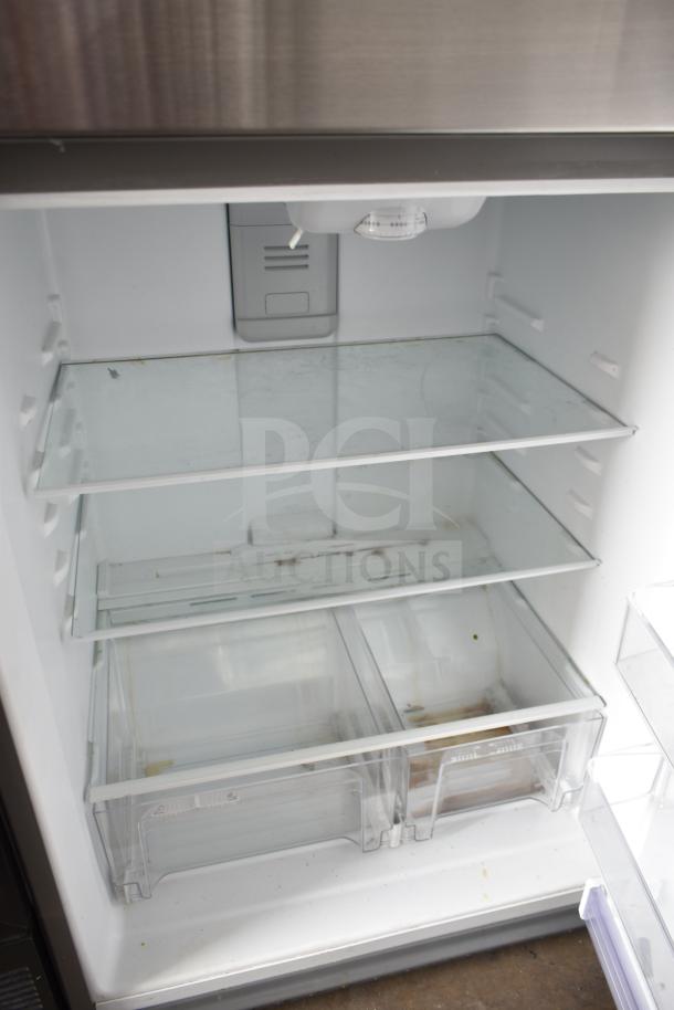 2018 Whirlpool WRT511SZDM00 cooler with freezer, 115V, 1 phase. Glass shelves, dual bins, clean interior, slight wear.